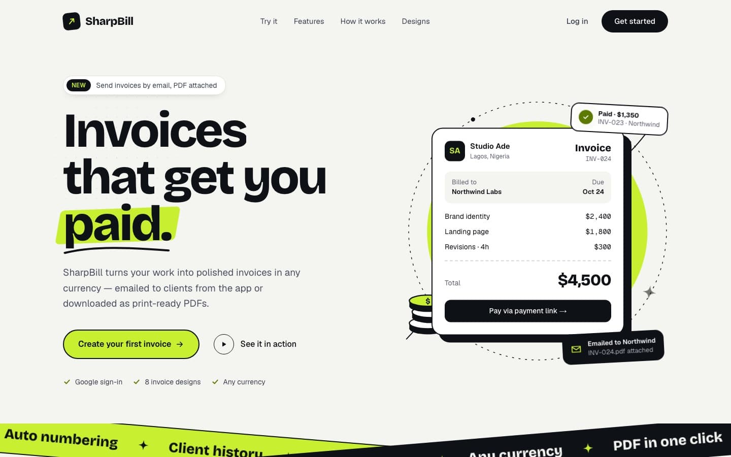 SharpBill homepage